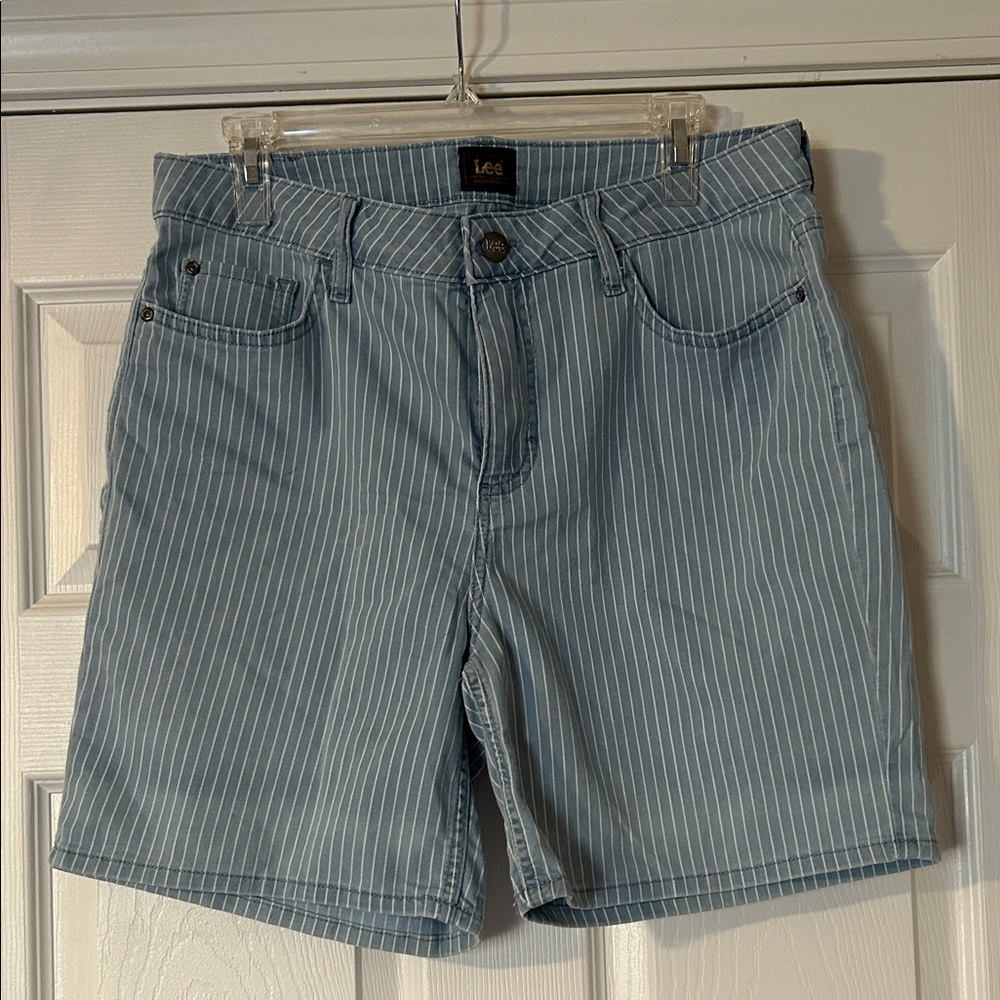 Lee Women's Light Blue Pinstripe Shorts